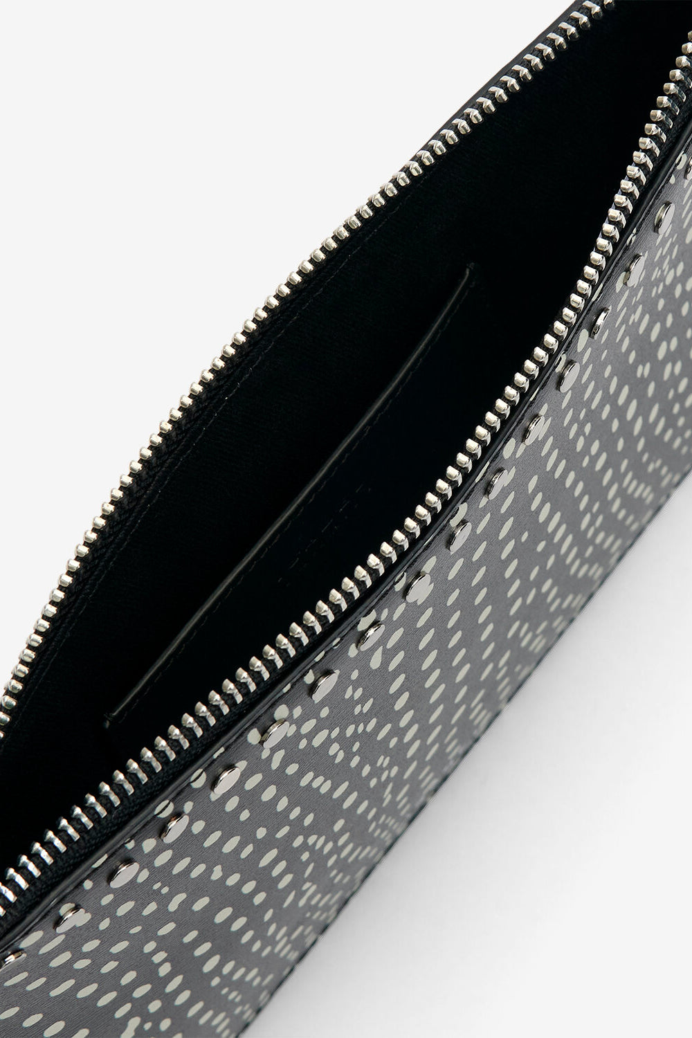 Pochette flat pouch en cuir imprimé - Noir et écru - Woman - 5