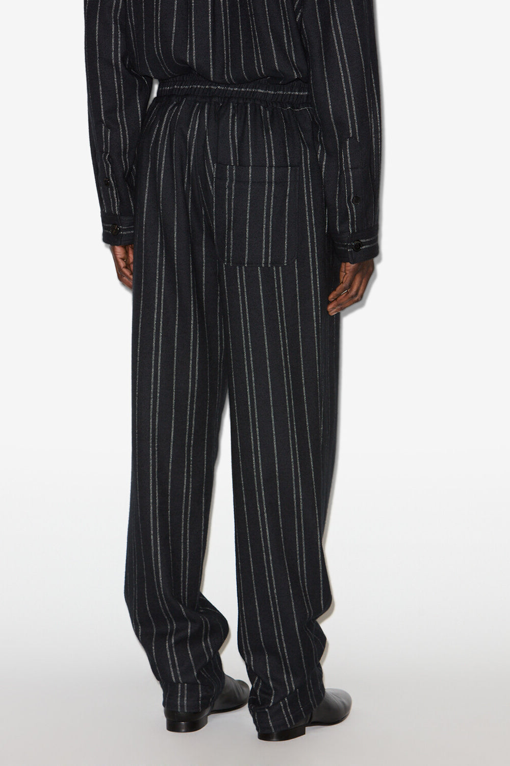 Pantalon en coton rayé isaki - Noir - Man - 5