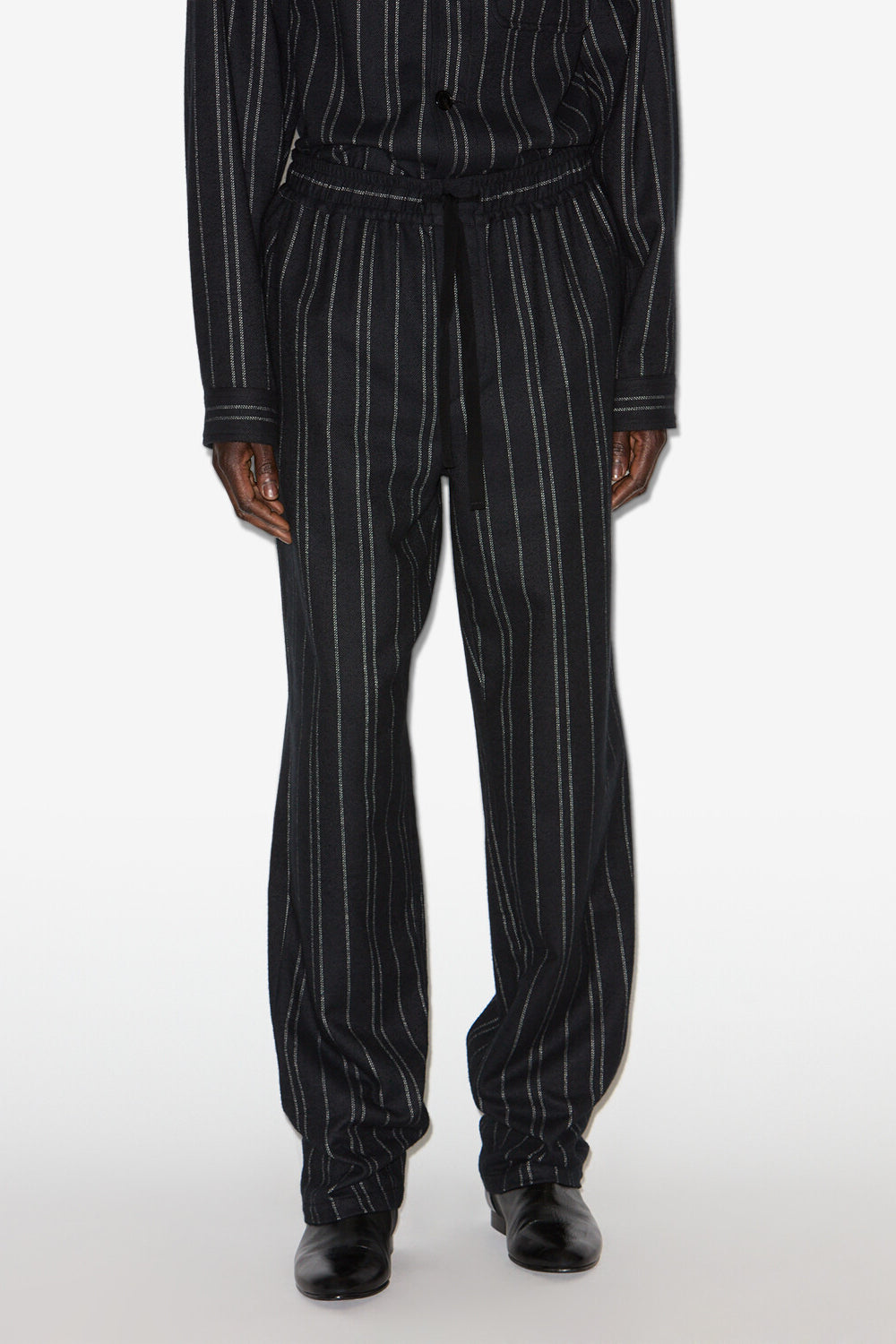 Pantalon en coton rayé isaki - Noir - Man - 4