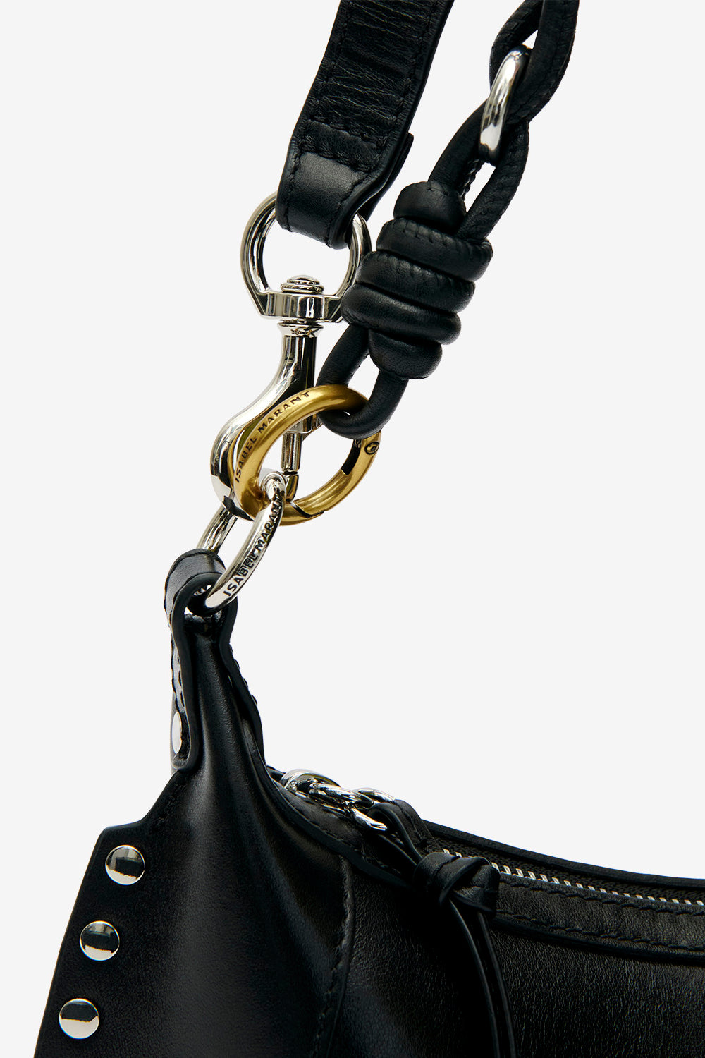 Sac porté épaule en cuir oskan moon  - Noir et argenté - Woman - 4
