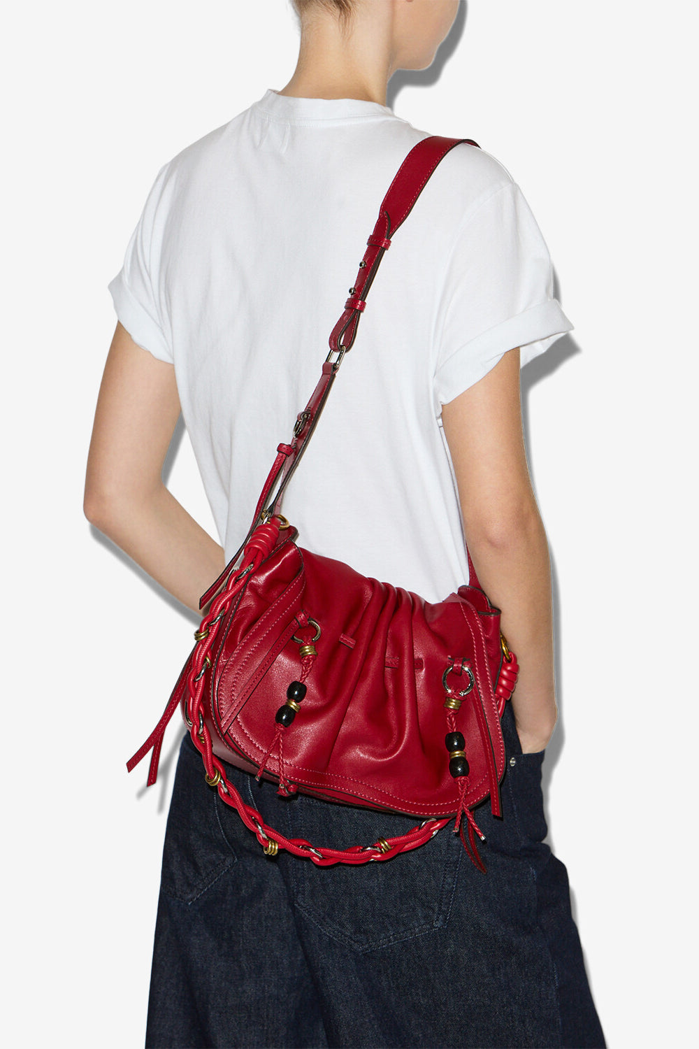 Sac porté épaule bolton en cuir - Deep red - Woman - 4