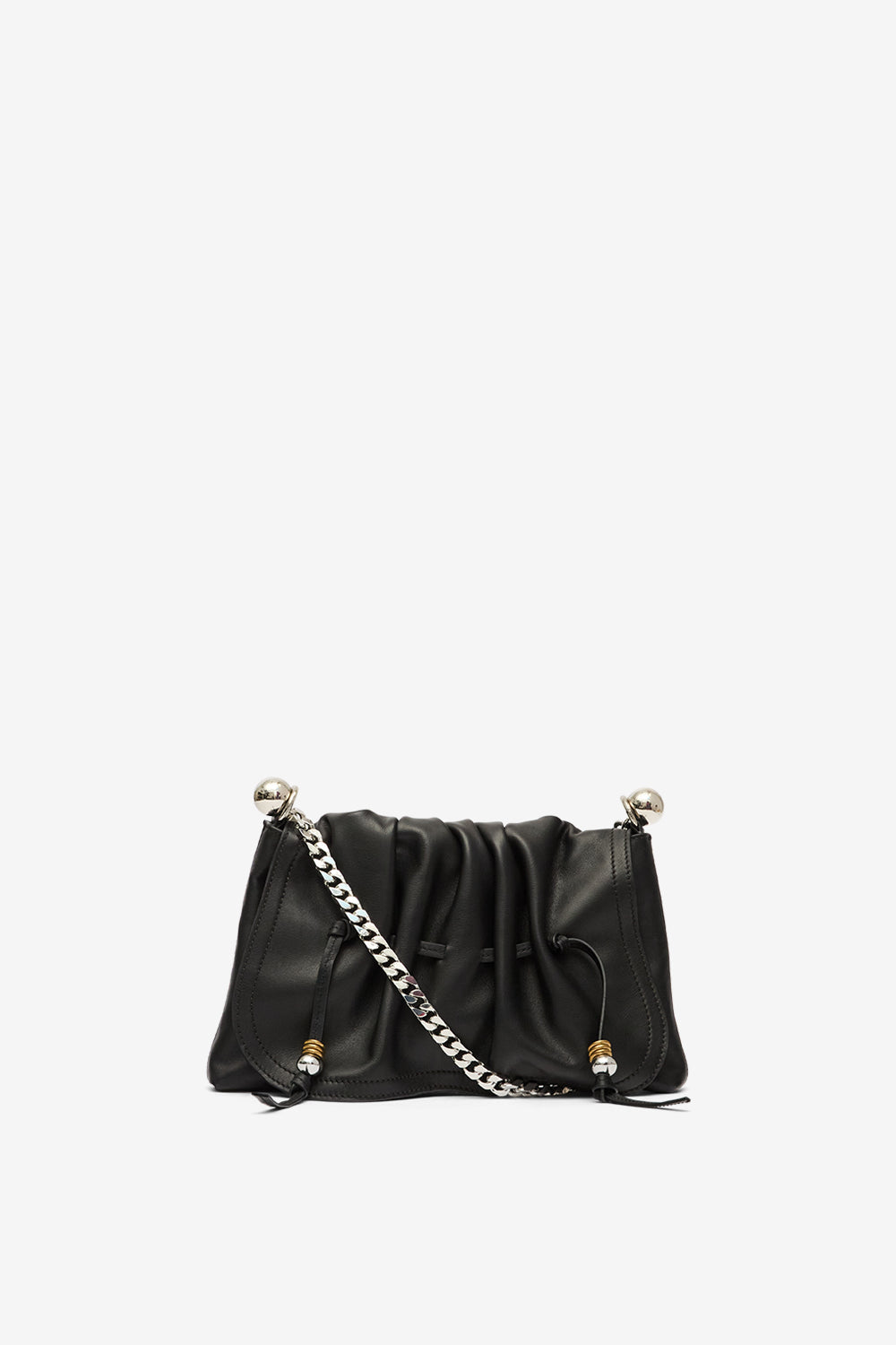 Sac porté épaule bolton pouch en cuir - Noir et argenté - Woman - 1