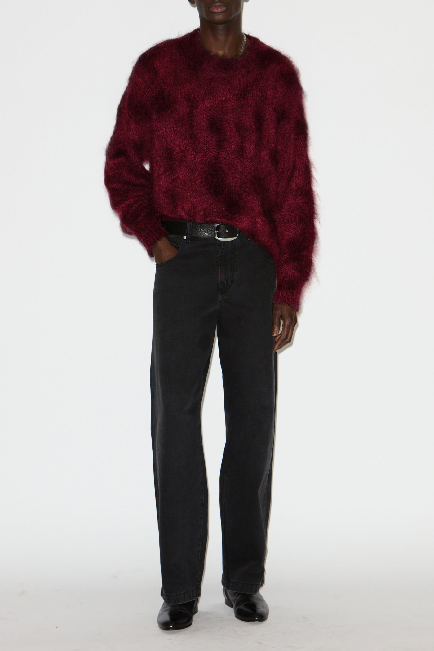 Pull en kid mohair miller - Deep red - Man - 2