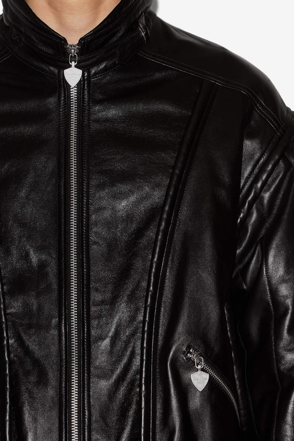 Veste vintage en cuir yosri - Noir - Man - 3
