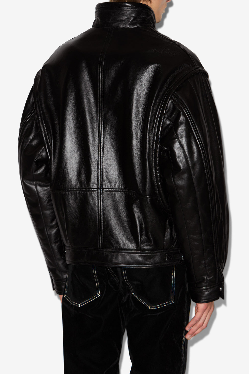 Veste vintage en cuir yosri - Noir - Man - 5