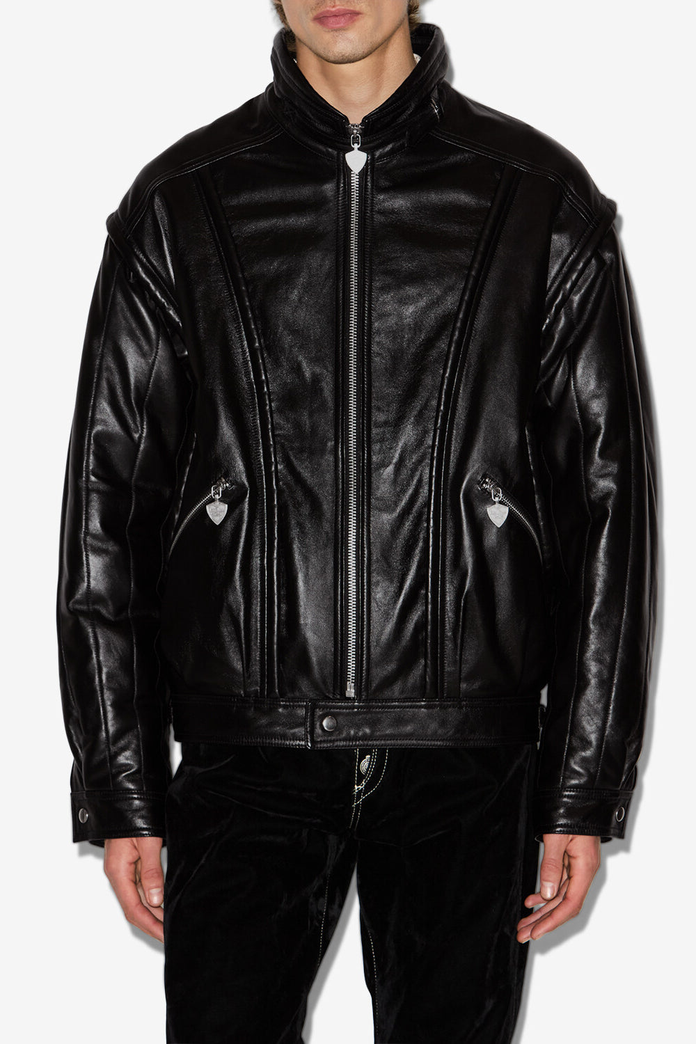 Veste vintage en cuir yosri - Noir - Man - 4