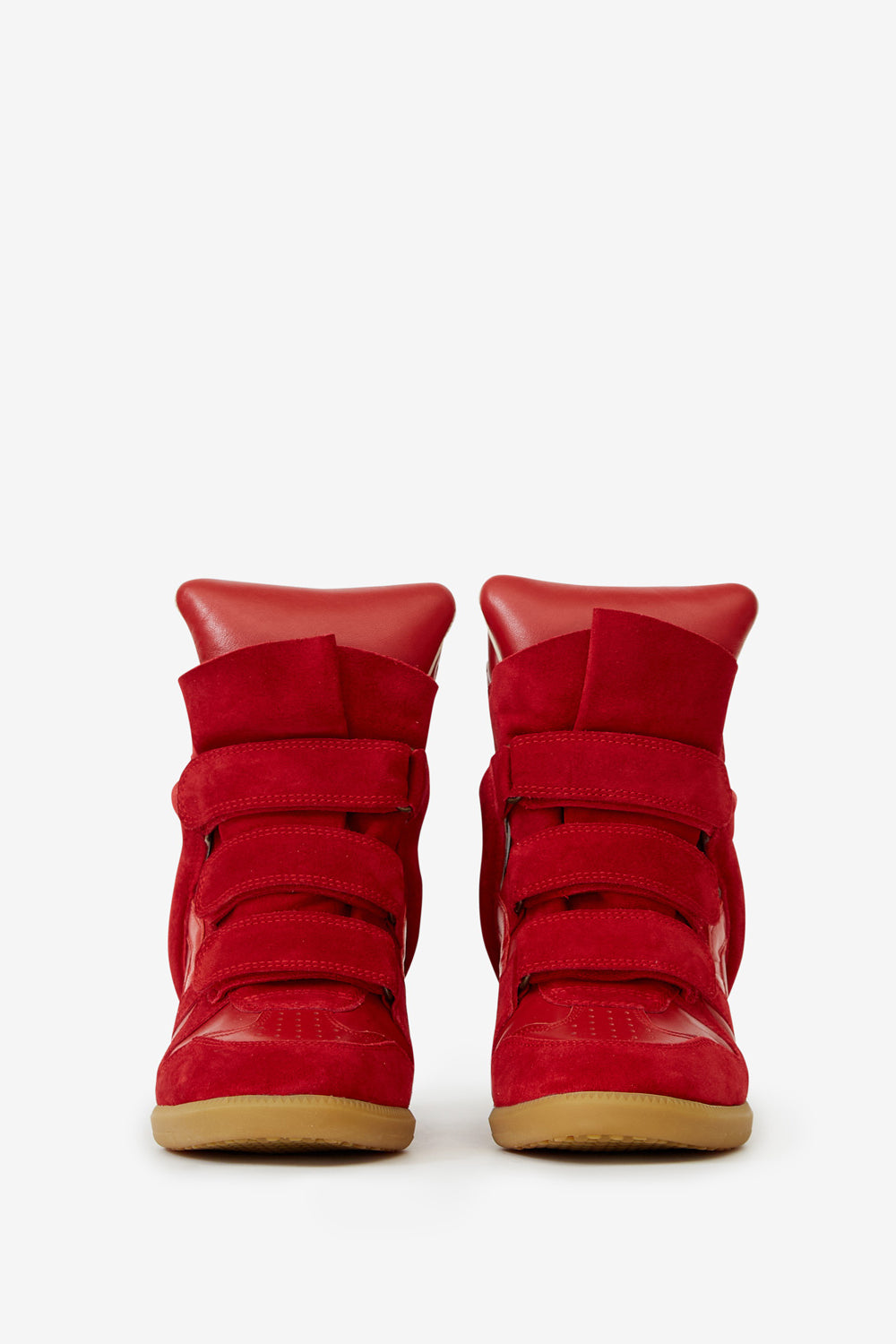 Baskets compensées bekett en cuir de veau velours - Rouge - Woman - 4