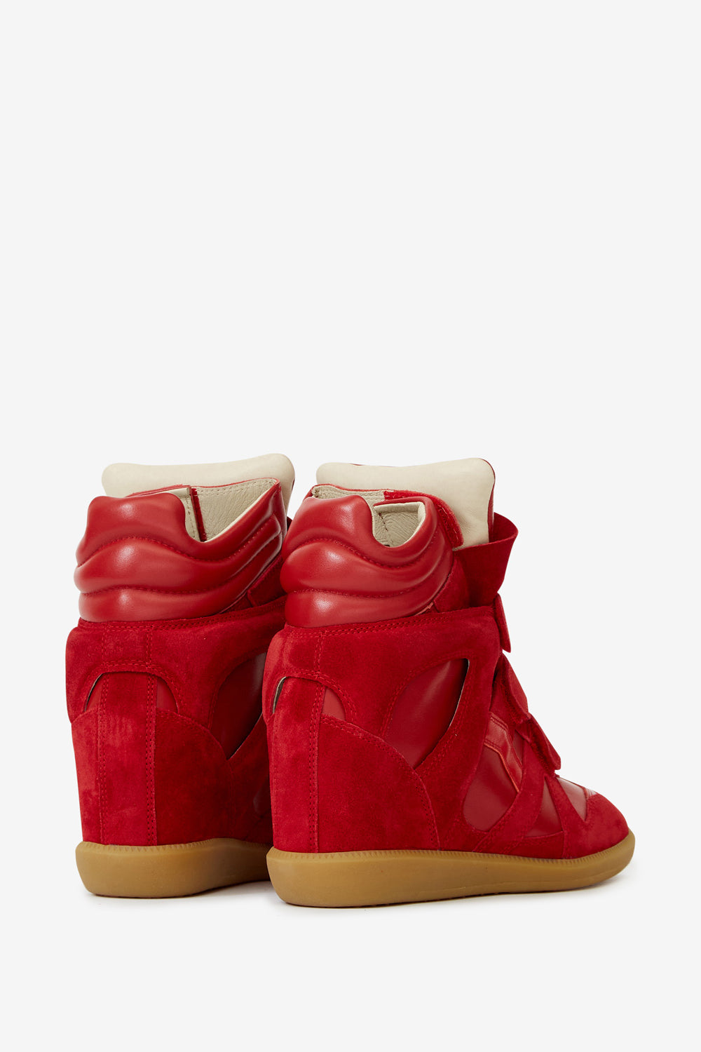 Baskets compensées bekett en cuir de veau velours - Rouge - Woman - 2