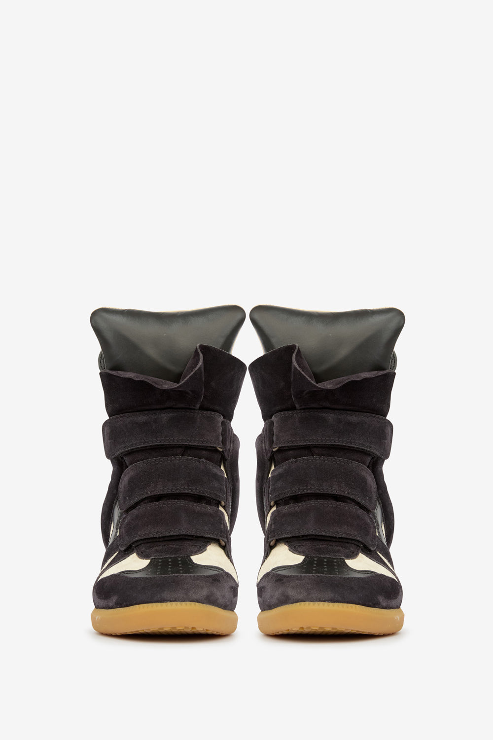 Baskets compensées bekett en cuir de veau velours - Faded black/chalk - Woman - 4