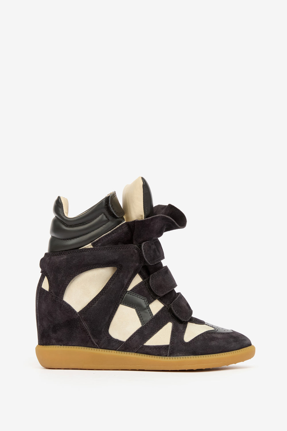 Baskets compensées bekett en cuir de veau velours - Faded black/chalk - Woman - 1