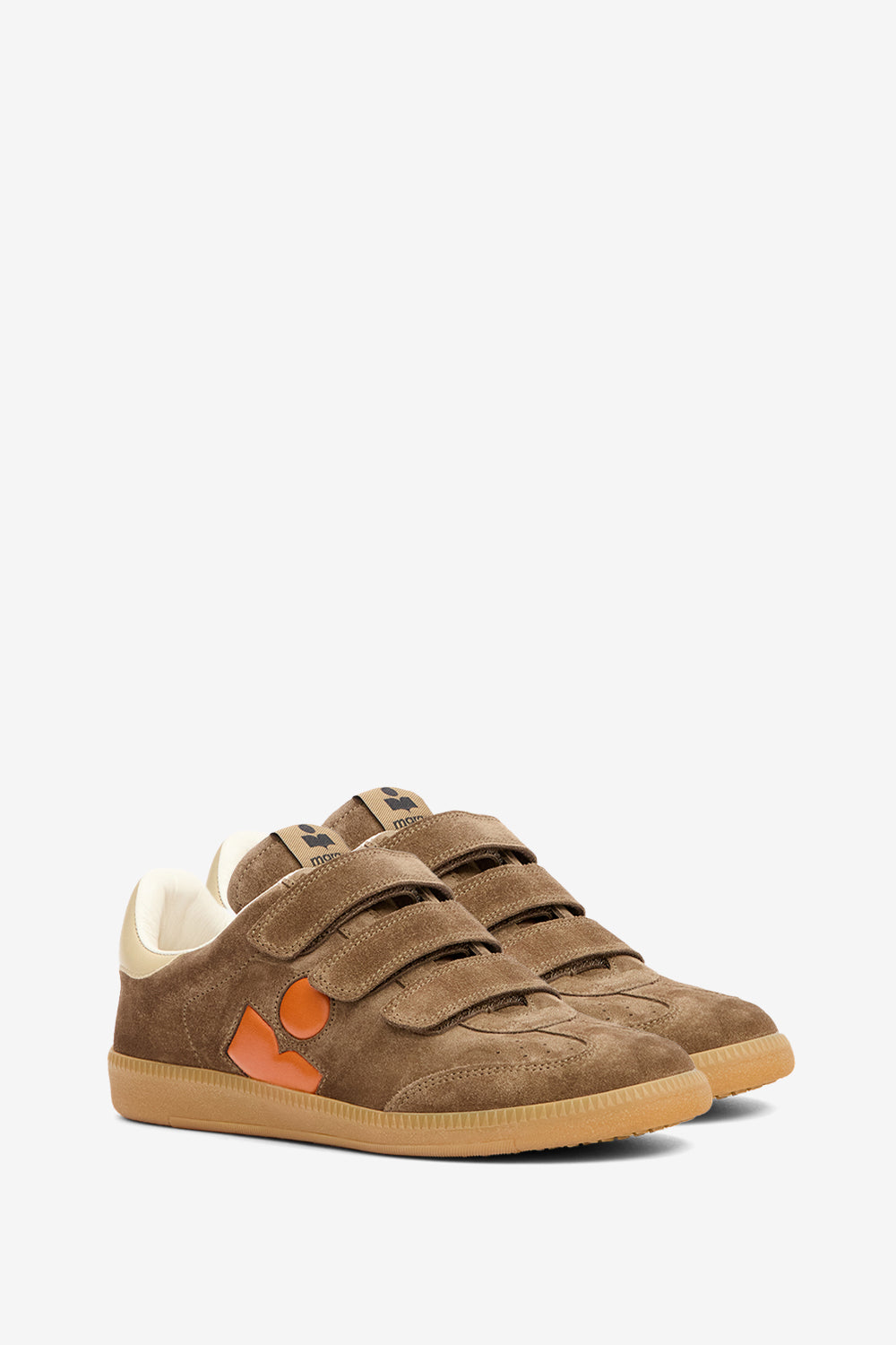 Baskets basses beth en cuir de veau velours  - Khaki-orange - Woman - 3