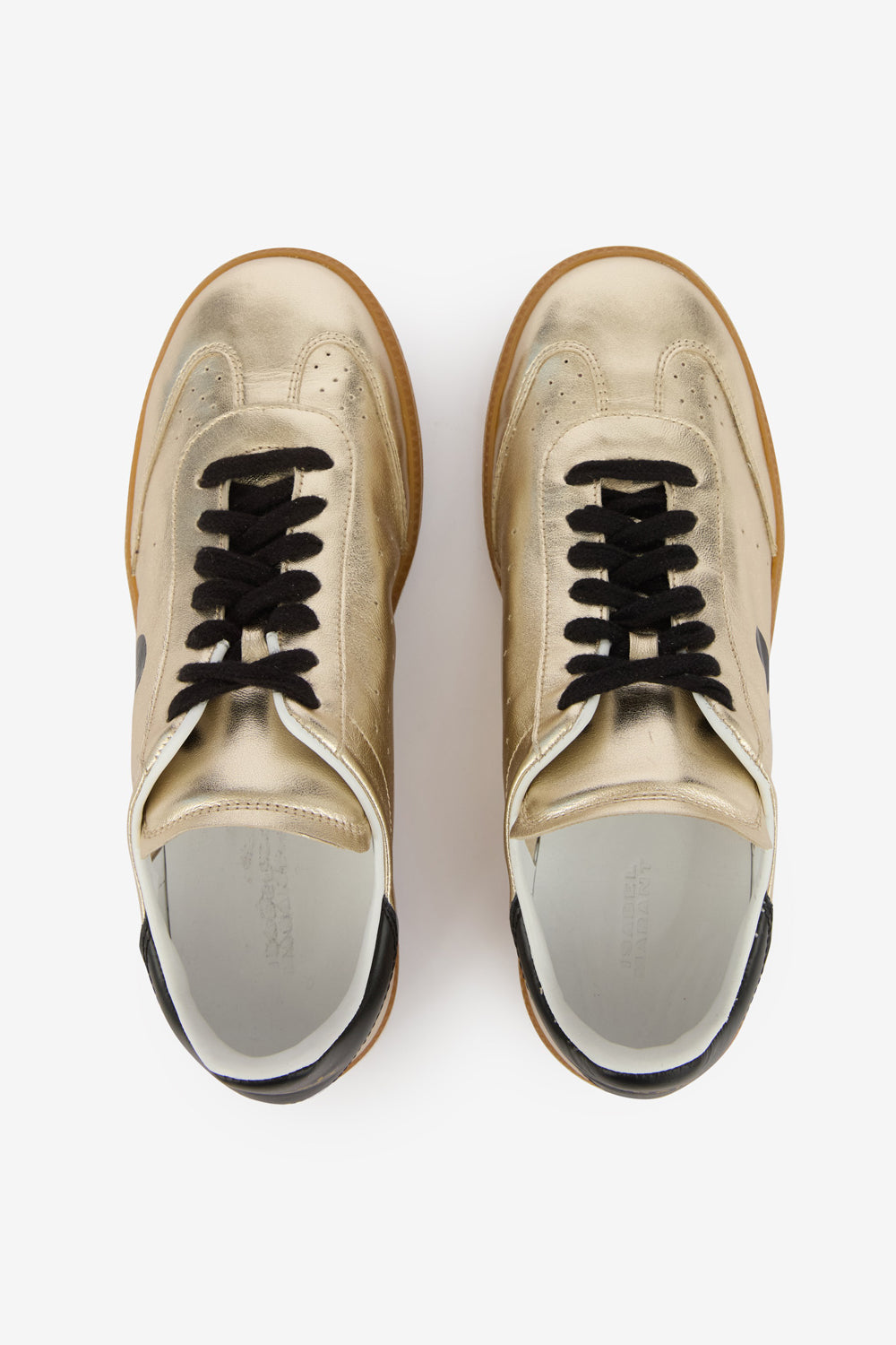 Kaycee low-top metallic leather sneakers - Light gold/black - Woman - 4