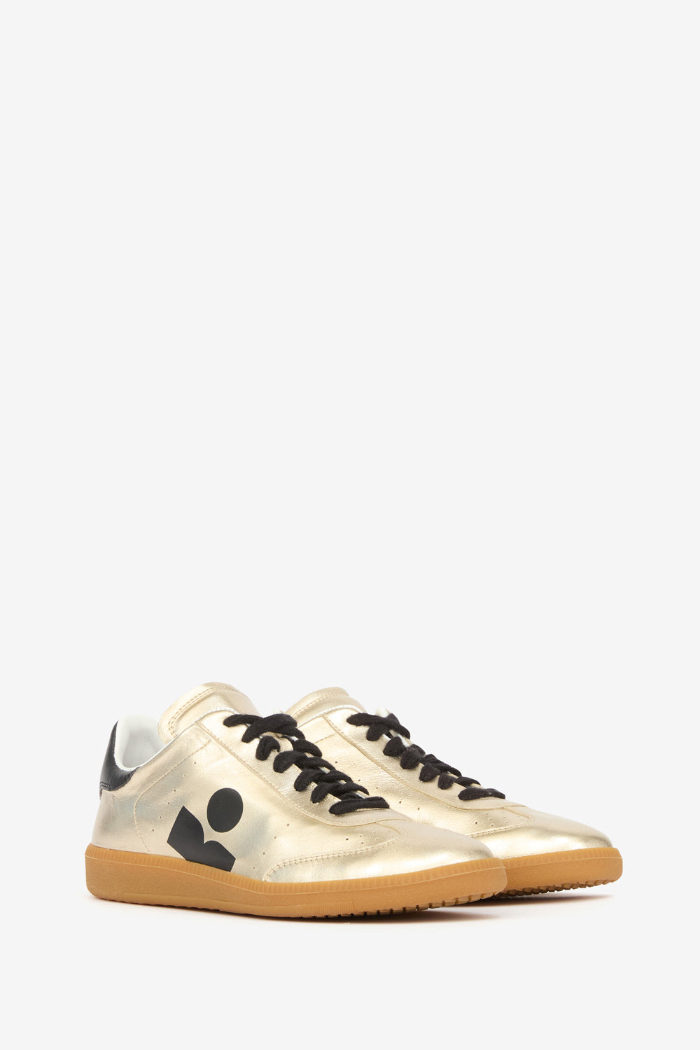 Kaycee low-top metallic leather sneakers - Light gold/black - Woman - 3