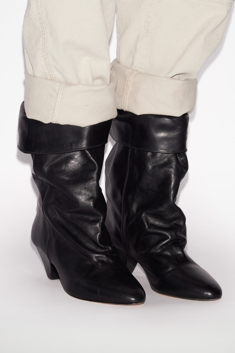 Boots dalby drapées en cuir  - Noir - Woman - 5