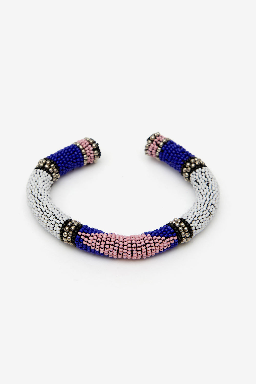 Nuna beaded cuff bracelet - White and silver - Woman - 3