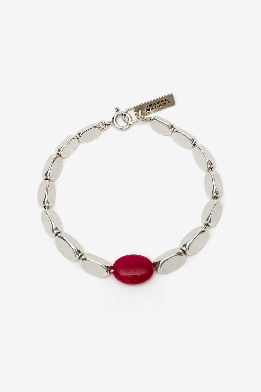 Leotie metal bead bracelet - Fuchsia and silver - Woman - 1