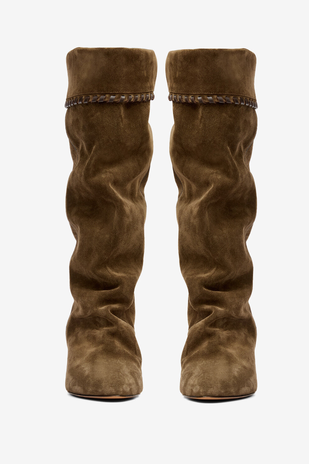 Botas elita drapeadas de piel de ante de becerro - Bronce - Woman - 4