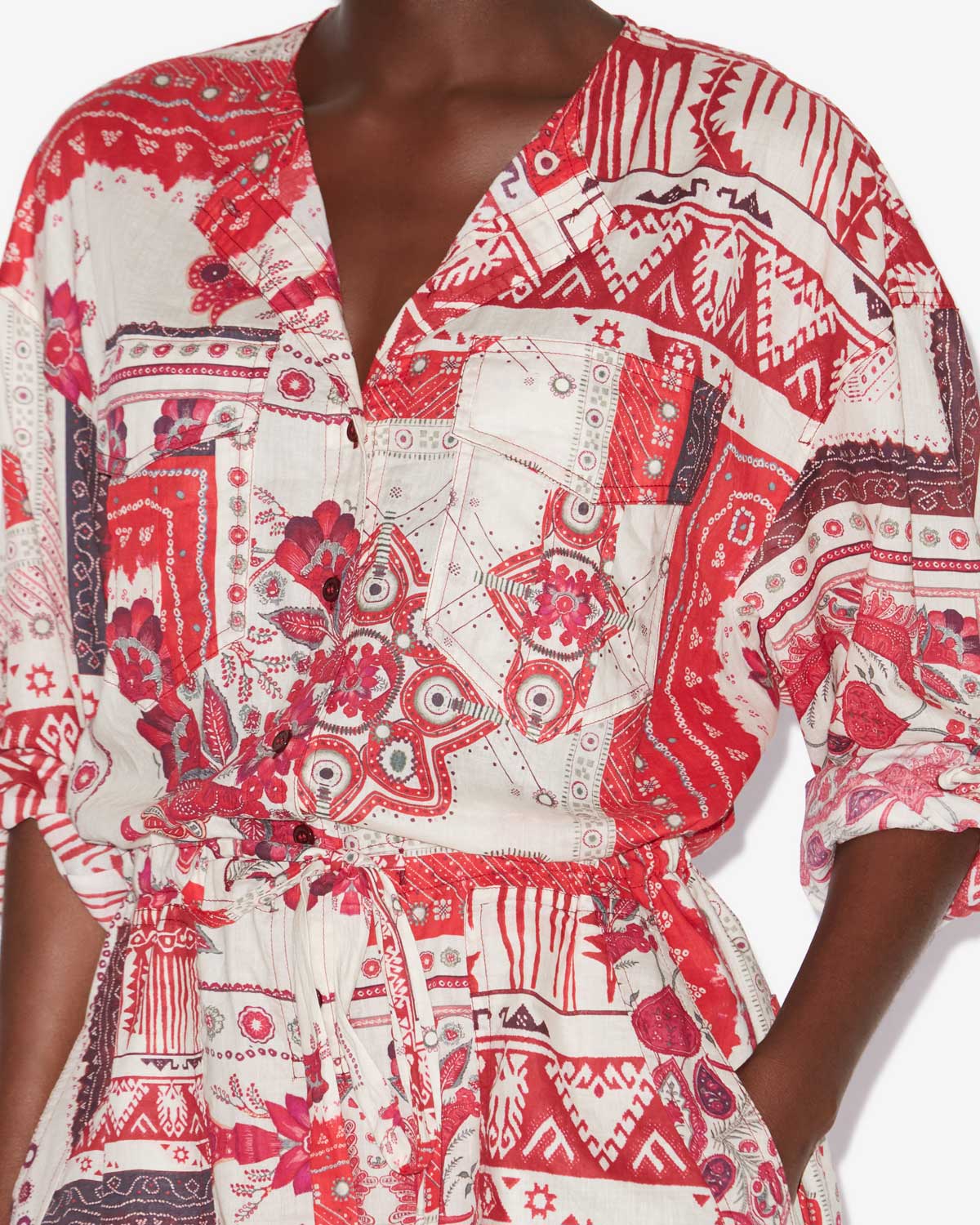 Tuta jumpsuit niely Woman Red and ecru 2