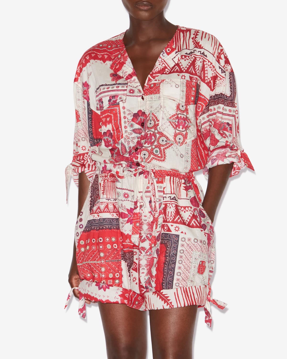 Tuta jumpsuit niely Woman Red and ecru 5