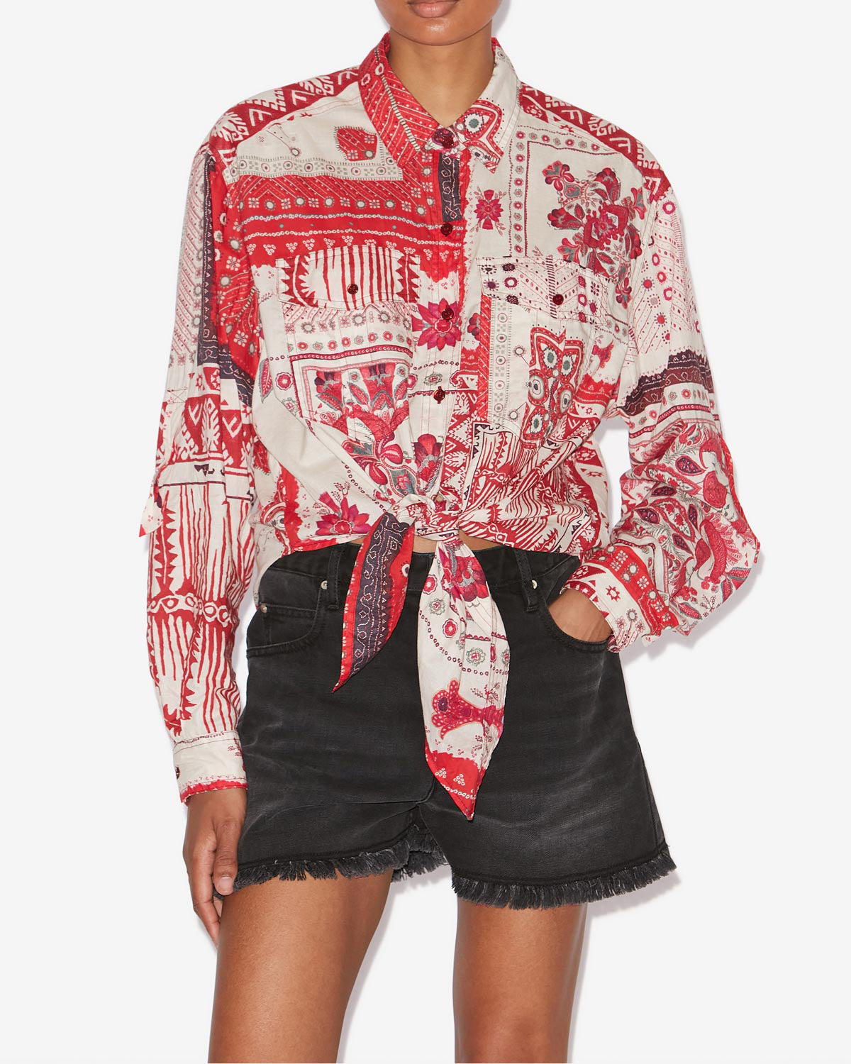 Camicia nathy Woman Red and ecru 5