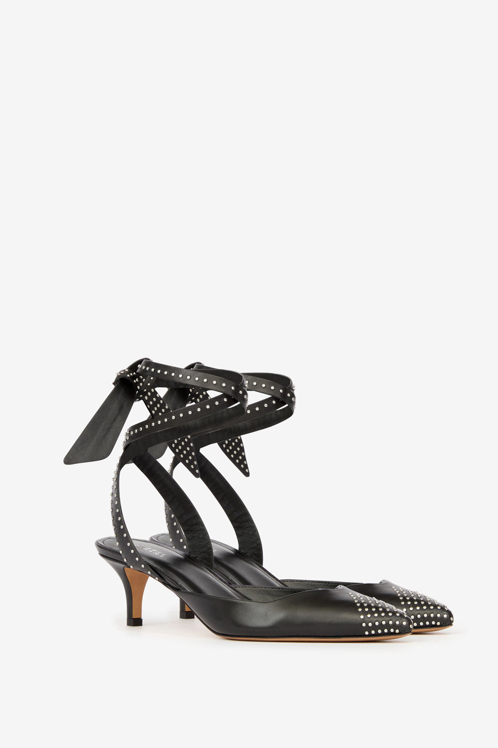 Pilvee high-heeled slingback pumps in studded calfskin leather - Black - Woman - 3