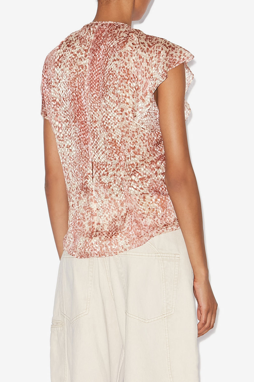 Lonea flowing burnout velvet top - Light red/ecru - Woman - 5