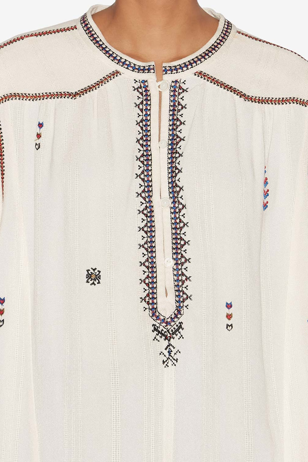 Pelson 刺繍入りガーゼ ブラウス - 生成り - Woman - 3