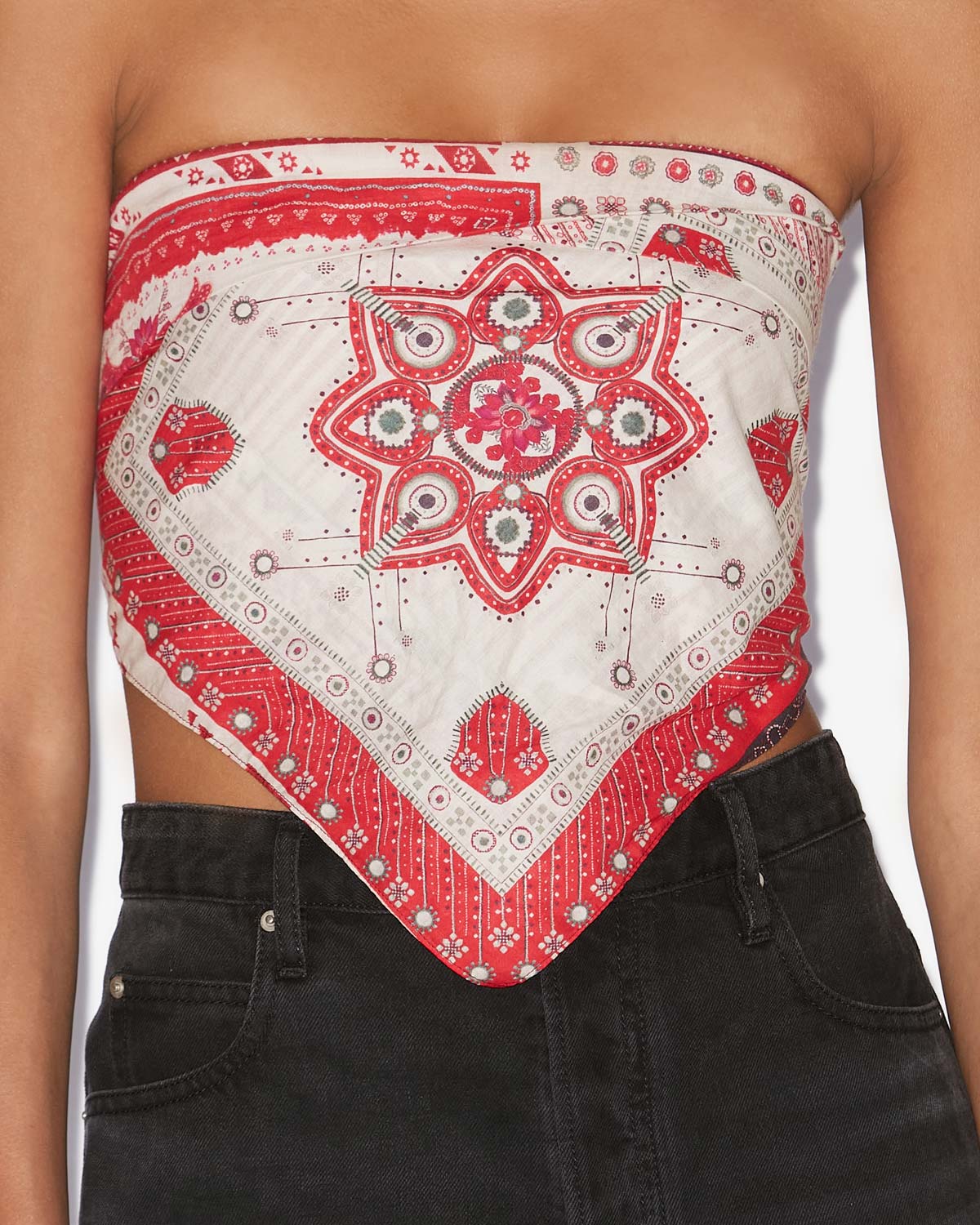 Top feyza Woman Rouge et écru 2