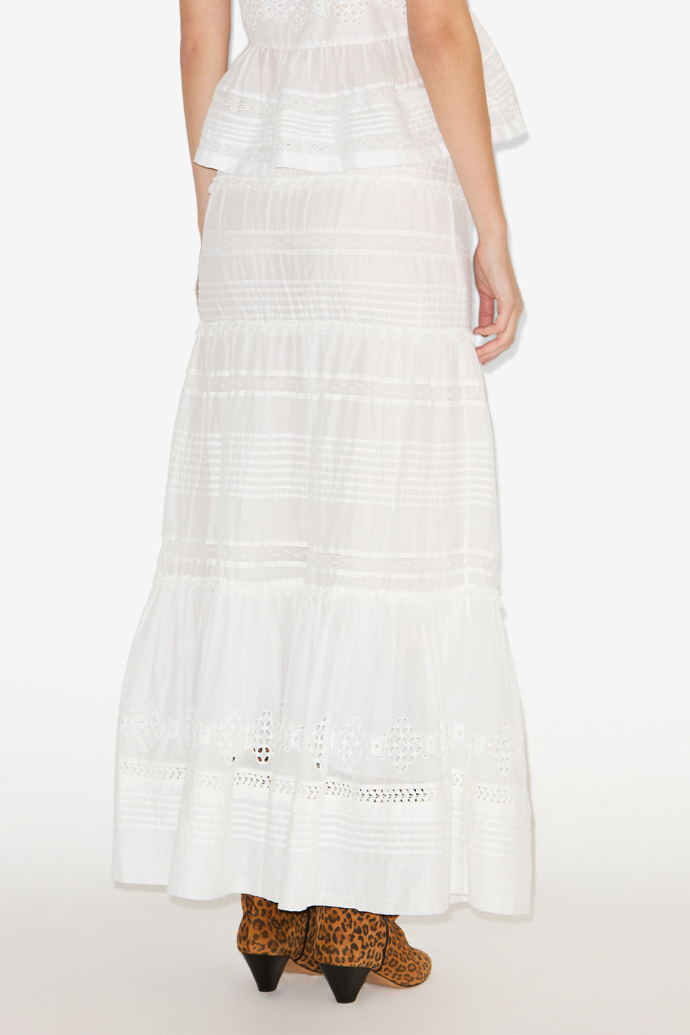 Jupe longue dusta en voile de coton ouvragé - Blanc - Woman - 5