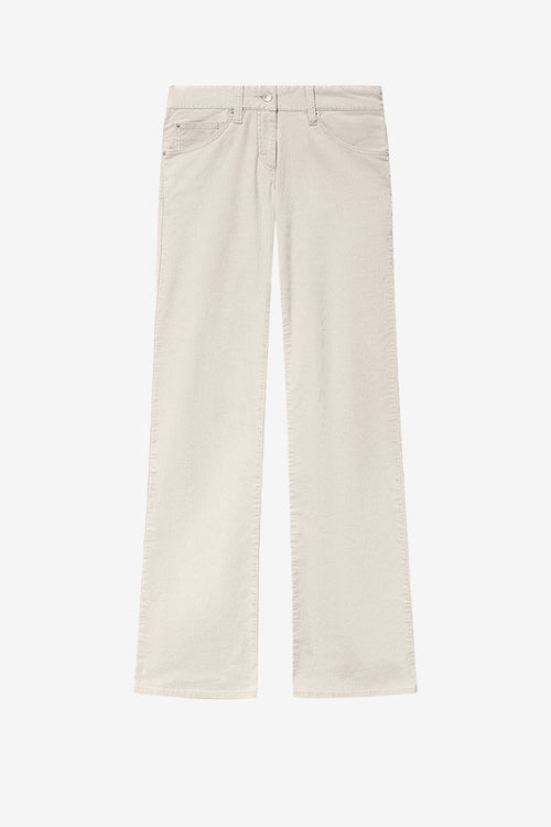Pantaloni bootcut kelly in velluto a coste washed - Ecru - Woman