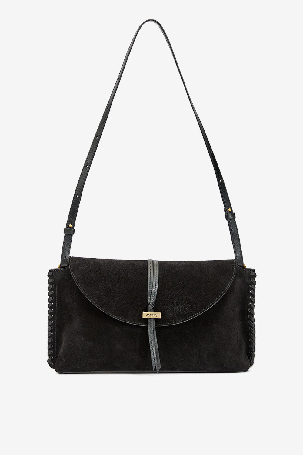 Silao braided suede calfskin leather clutch bag - Black - Woman - 1