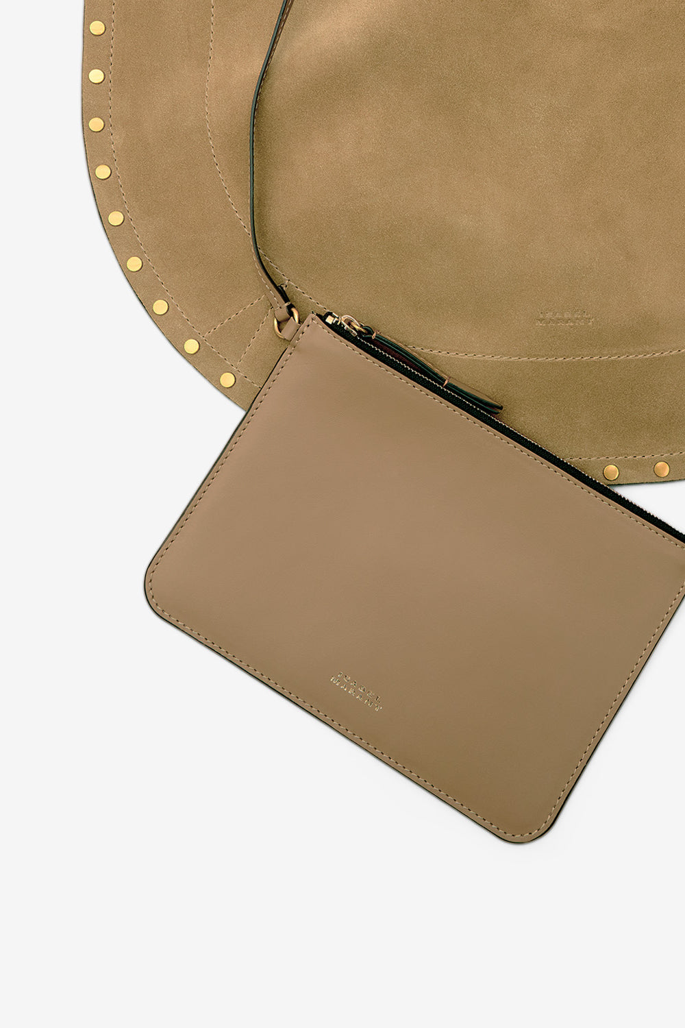 Oskan hobo soft suede calfskin leather bag - Taupe - Woman - 4