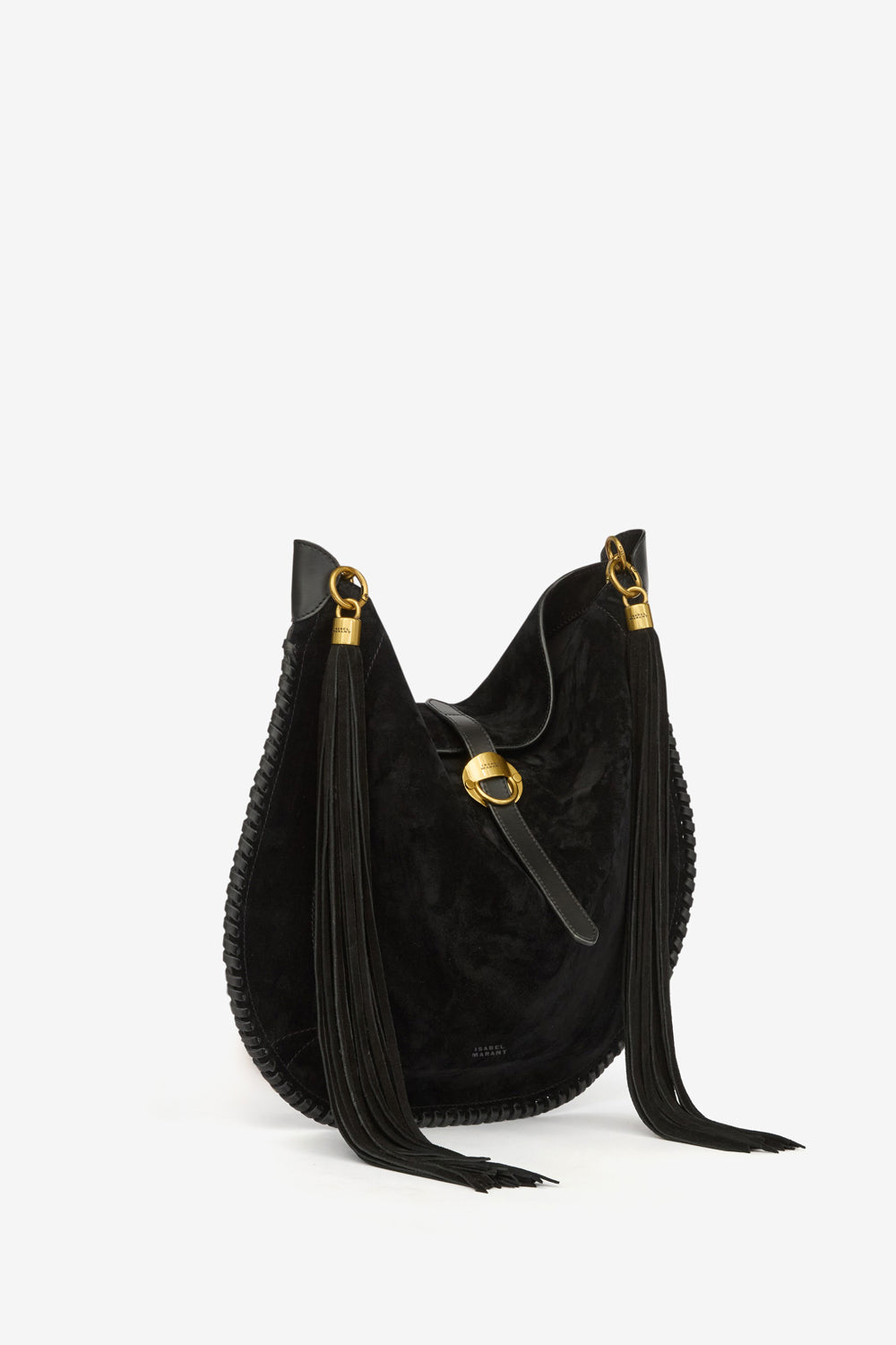 Oskan hobo folk braided suede calfskin leather bag - Black - Woman - 5