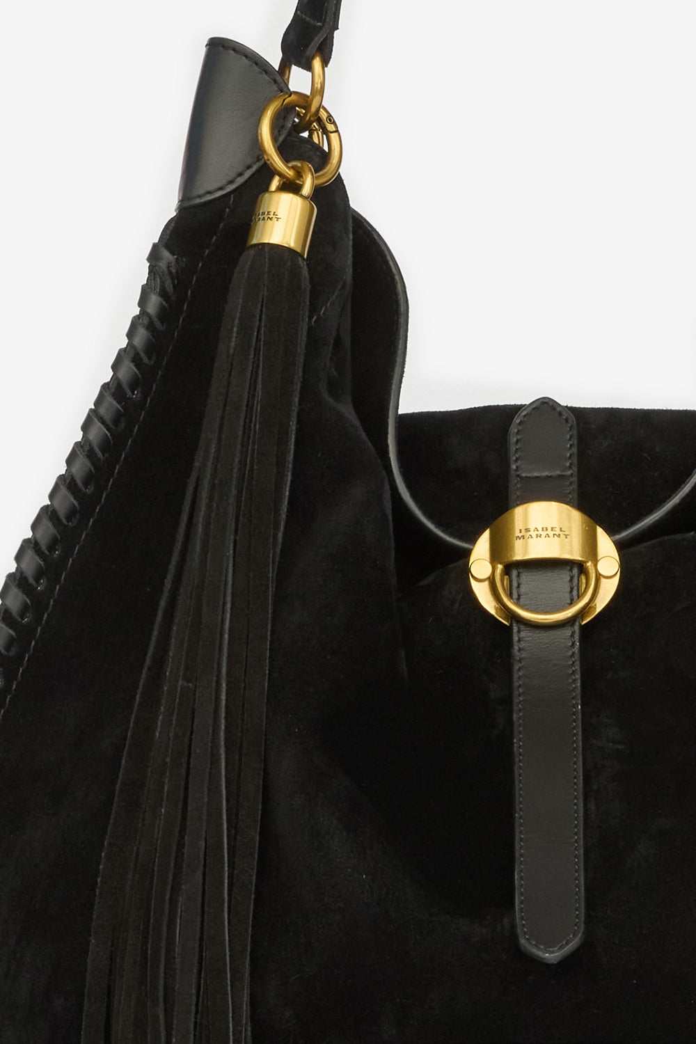 Oskan hobo folk braided suede calfskin leather bag - Black - Woman - 4