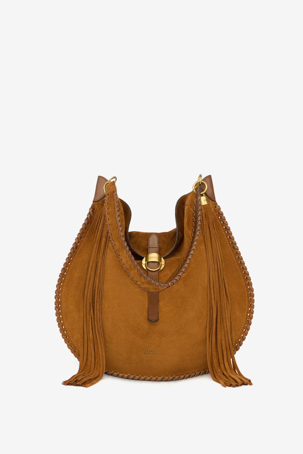 Sac oksan hobo folk en cuir de veau velours tressé - Cognac - Woman - 6