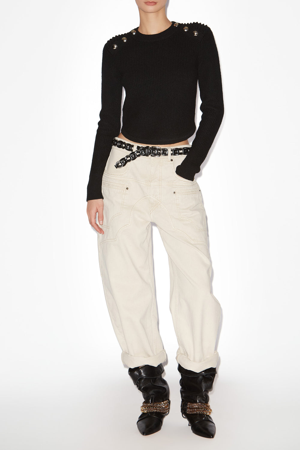 Pull nust en laine mérinos côtelée - Noir - Woman - 2