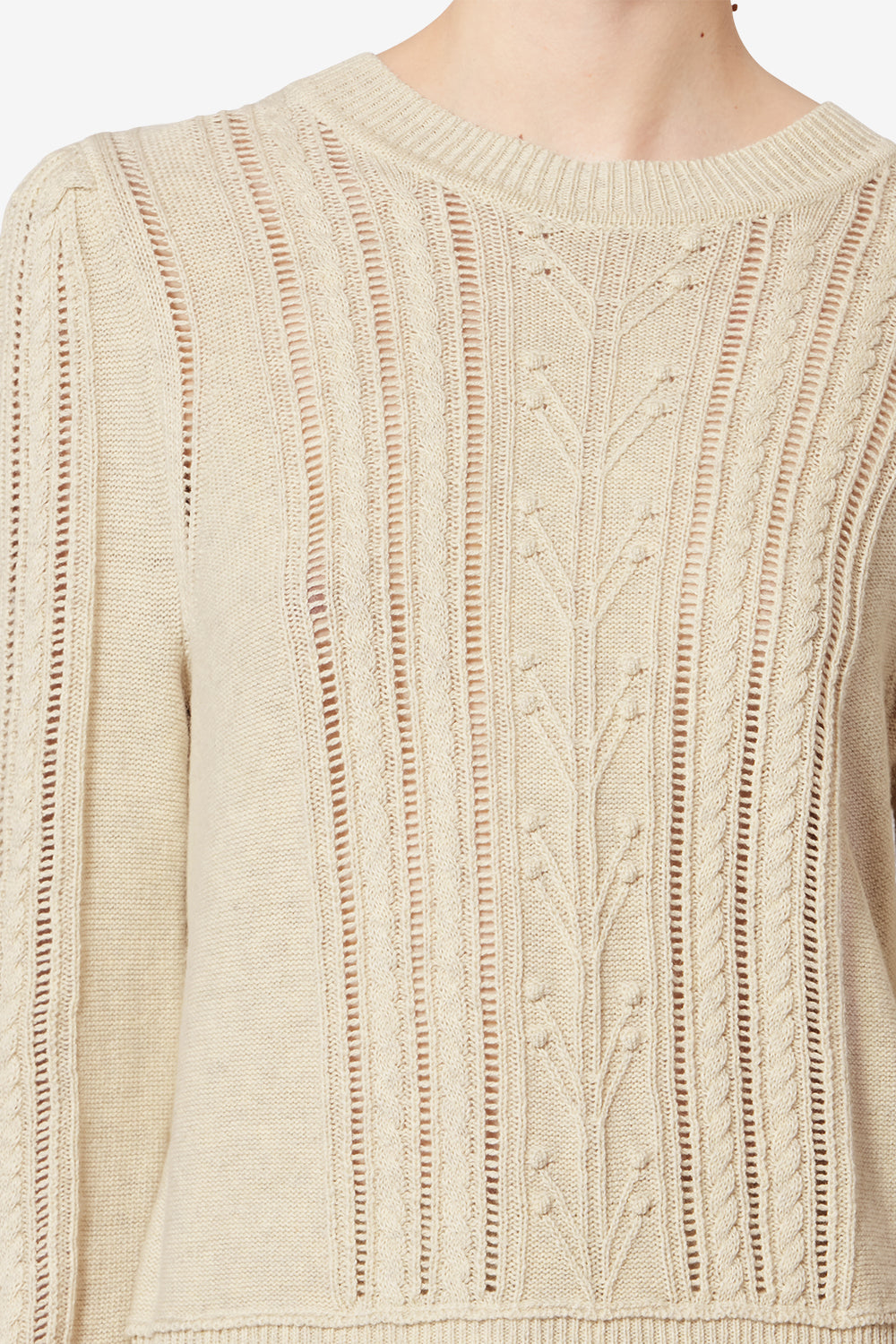 Kalyn openwork cotton blend sweater - Light gray - Woman - 3