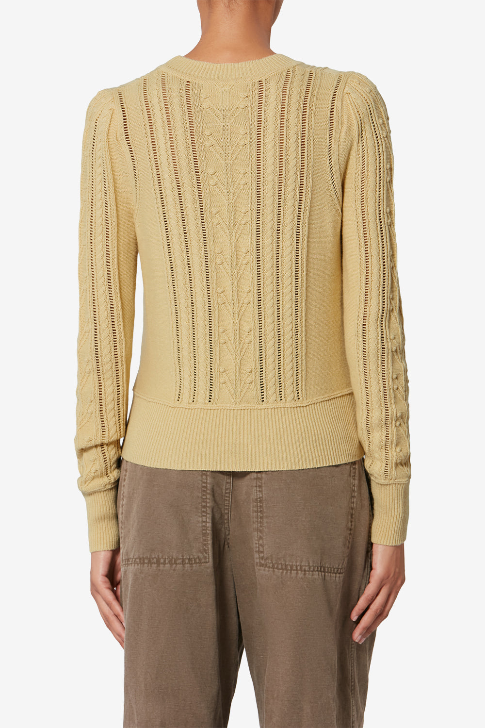 Kalyn openwork cotton blend sweater - Light yellow - Woman - 5