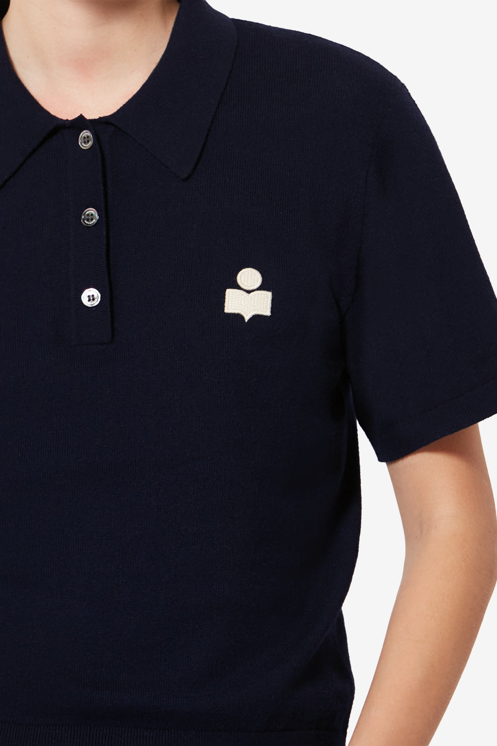 Polo althea en maille de coton et laine avec logo - Nuit - Woman - 3