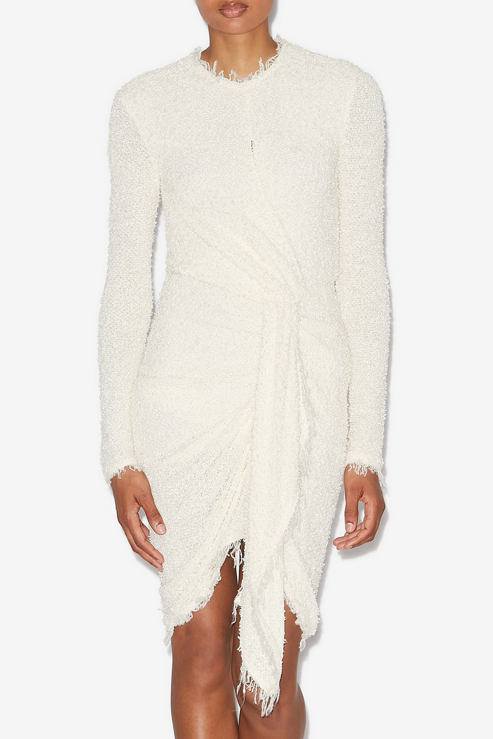Ophelie draped bouclé jersey dress - Ecru - Woman - 4