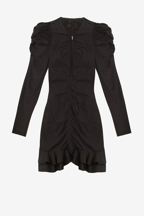 Abito corto con zip briali in cotone crispy - Nero - Woman