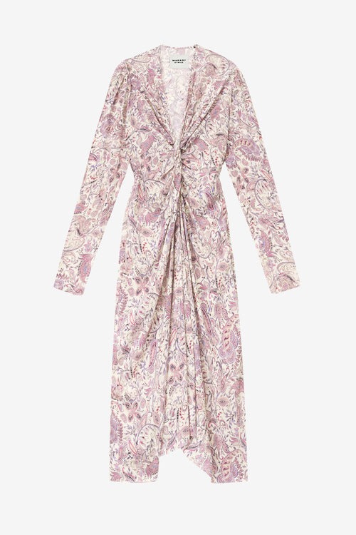 Abito midi zeliha con stampa a maniche lunghe - Ecru-purple - Woman