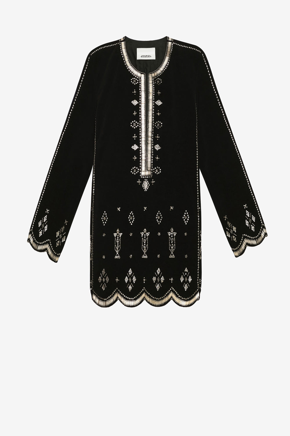 Helene short embroidered velvet dress - Black and silver - Woman - 1