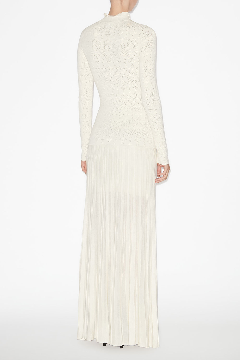 Gisole long fine crepe knit dress - Ecru - Woman - 4