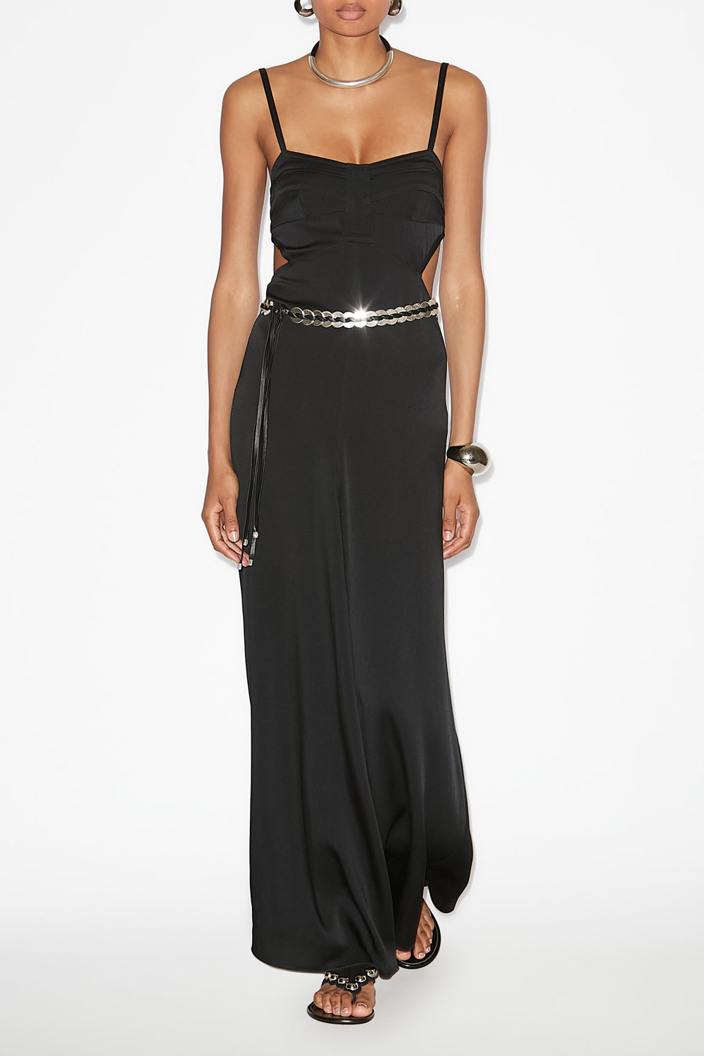 Robe longue kandis en satin - Noir - Woman - 2