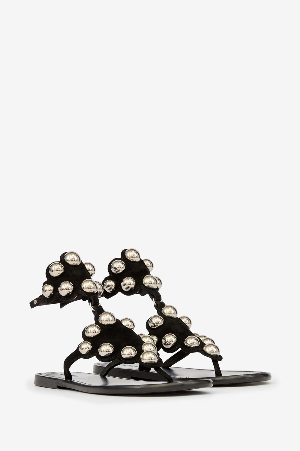 Sandali velvee in pelle scamosciata con gioielli - Black and silver - Woman - 3