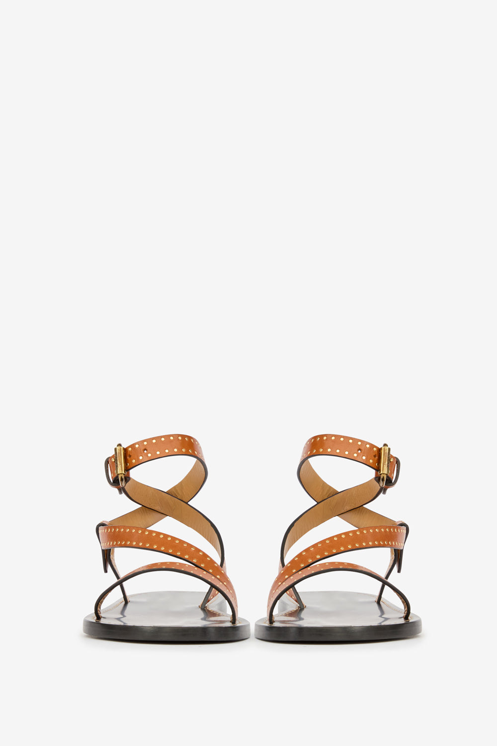 Sandali jopee bassi in pelle con borchie - Havana - Woman - 4