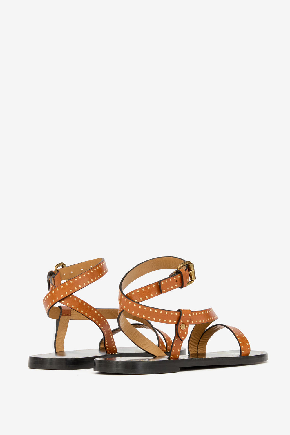 Sandali jopee bassi in pelle con borchie - Havana - Woman - 2