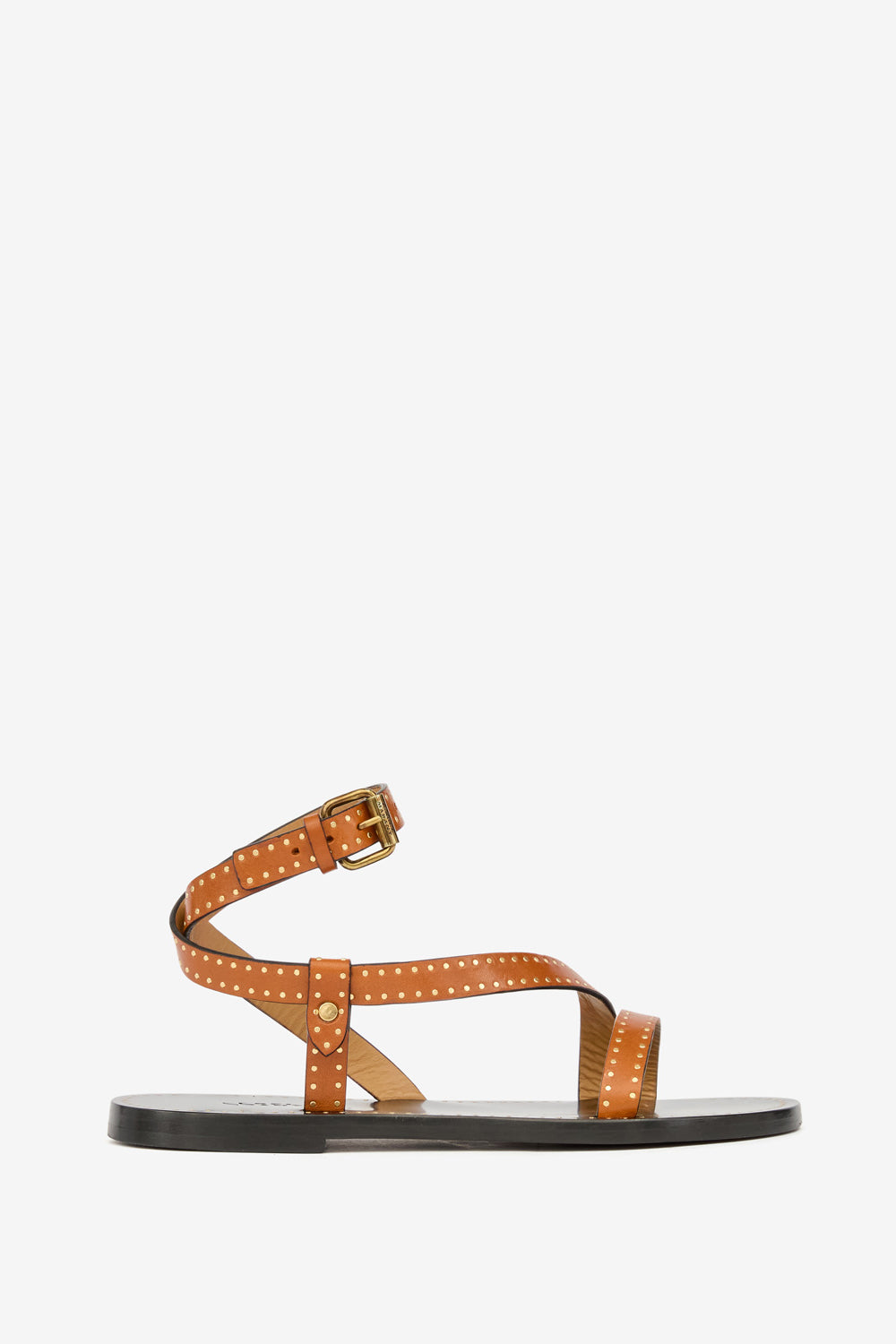 Sandali jopee bassi in pelle con borchie - Havana - Woman - 1