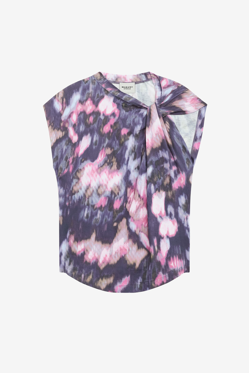 T-shirt asymétrique nayda en coton imprimé - Violet-lilas - Woman - 1